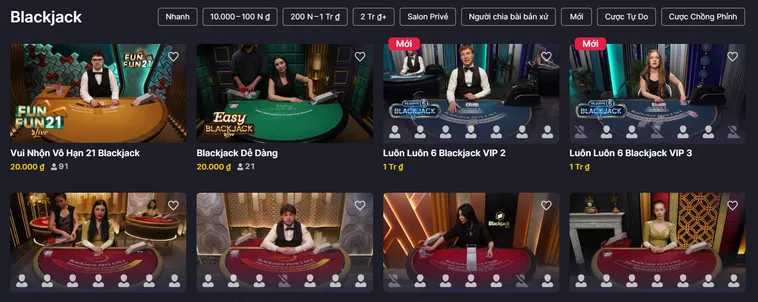 Đỉnh Cao Sức Hấp Dẫn Của Sảnh Blackjack Live Tại Hệ Thống RikBet Đẳng Cấp