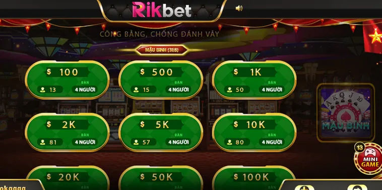 Mậu Binh Tại RikBet Trải Nghiệm Đỉnh Cao Với Hàng Loạt Ưu Đãi Siêu Khủng Dành Cho Game Thủ
