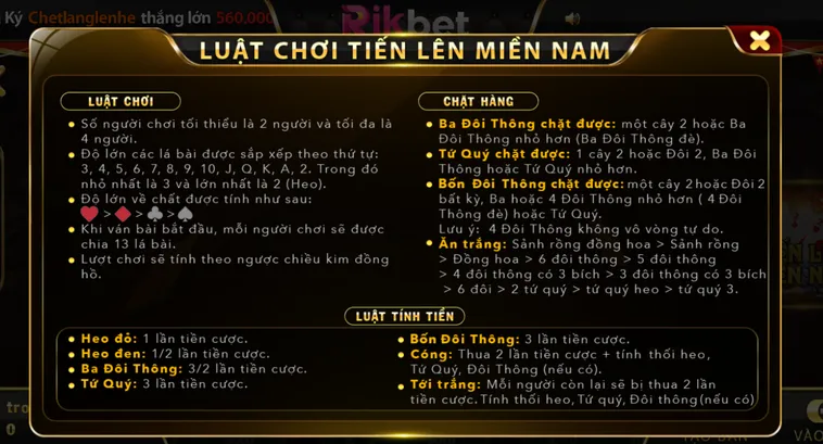 Khám Phá Sảnh Chơi Tiến Lên Miền Nam Tại RikBet Cực Kỳ Hấp Dẫn